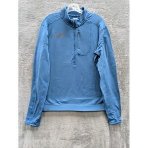 Gorpcore 1/4 Zip Pullover Mens‎ Large Hoka One One Blue Textured Grid Fleece
